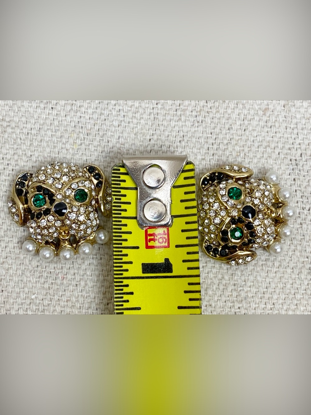 Betsey Johnson Clear Crystal and Black Accent Black White Dog Stud Earrings - Picture 3 of 3